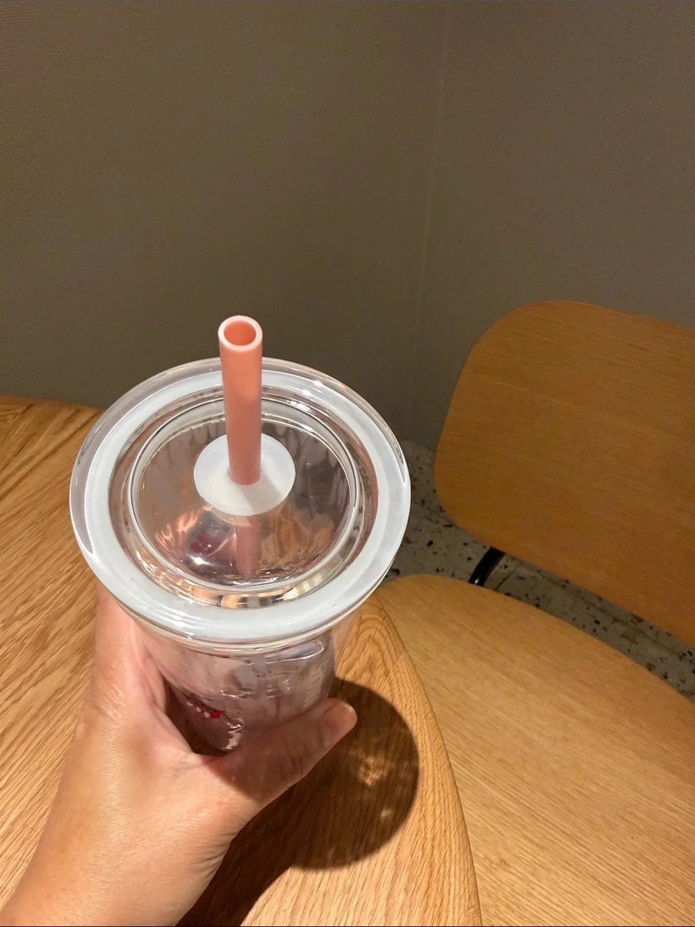 Starbucks Strawberry Accent Pink glass Tumbler with Straw